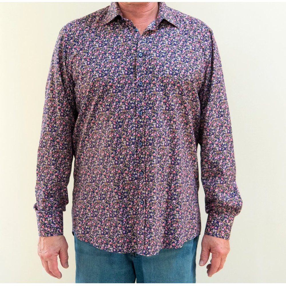 Sand 100% Cotton Floral Men's Button Down Shirt sz 44